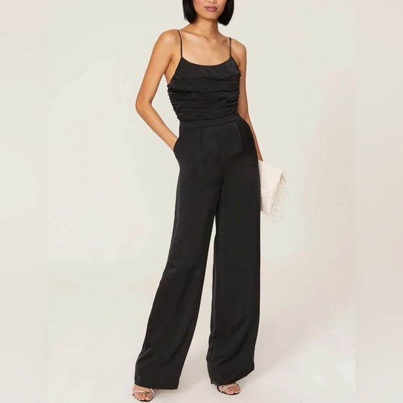 NWT Ramy Brook Black Satin Ezra Jumpsuit size 4